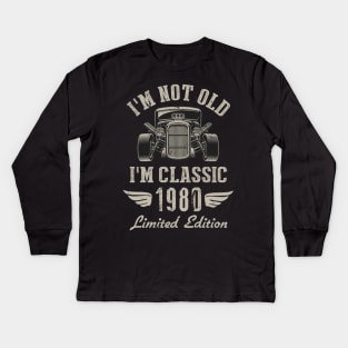 I'm Classic Car 42nd Birthday Gift 42 Years Old Born In 1980 Kids Long Sleeve T-Shirt